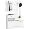 BDW Set di armadietti per scarpe, con specchio, set di guardaroba, perfetto per la casa, elegante e moderno, multifunzionale, dimensioni: 90 x 70/100 x 25 cm (Bianco)