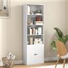 GYMAX Libreria a 6 Ripiani, Libreria Moderna con Porte, Armadio di Stoccaggio Versatile con Scaffale Espositivo e Ripiano Regolabile per Ufficio, Soggiorno, Studio, 60 x 24 x 180 cm, Bianco