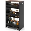 GIANTEX Carrello per Nicchia con Ruote, 4 Livelli，Carrello di Servizio Stretto Salvaspazio, da Bagno, Scaffale da Cucina Sottile 47,5 x 13 x 80,5 cm (Marrone+Nero, Largo 30 cm)