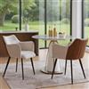 chairus Sedie da Pranzo Set di 2 Sedia Vanity Sedia da Salotto Patchwork in Pelle PU + Lino Poltrona Moderna Occasionale con Gambe in Metallo (Beige-2(Lino))