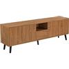 [en.casa] Mobile Porta TV a 5 Ante Supporto Stand Televisore con 5 Scomparti Chiusi Credenza Bassa Contenitore 140 x 30 x 46 cm per Soggiorno Studio Living - Effetto Legno Scuro