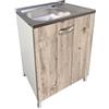 MABEL Mobile Sottolavello Cucina Node 1 Anta Organizer in Legno Nobilitato con Lavello da Appoggio in Acciaio Mobile Cucina Facile da Montare - L 60 cm x P 50 cm x H 83,5 cm