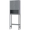 COSTWAY Mobile Bagno Sopra WC, Scaffale per Lavatrice Salvaspazio con 2 Ante, Mensola Aperta e Ripiano Regolabile, Armadietto Sopra Gabinetto in Legno, 60 x 23 x 168 cm (Grigio)