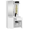 BDW ENTRO - Set appendiabiti da corridoio con armadietto a specchio, 95 x 183 x 35 cm, portascarpe (bianco)
