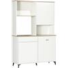 HOMCOM Dispensa Cucina in Truciolato e MDF con Ripiani Aperti, Armadietti e Cassetto per Utensili ed Elettrodomestici, 119x41x180 cm, Bianco
