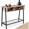 tectake® Tavolo Console, Struttura in Acciaio, Piano in Legno, Ripiano in Reticolato, Piedi Regolabili, Mobile Ingresso, Stile Industriale, Design Moderno - Industriale Legno Chiaro, Rovere Sonoma