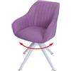Mendler Sedia poltroncina girevole con braccioli elegante imbottita HWC-K27 tessuto viola