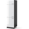 Vicco Armadio frigorifero R-Line, Bianco lucido, 60 cm, per la libera combinazione all'interno di sistemi cucina modulari