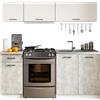 AKORD | Set di Mobili da Cucina Olivia 1.8m G1 | Cucina Completa Piccola | Componibile | su Misura 46 x 180 x 174 cm | Per un design moderno e Tradizionale | Bianco & Cemento Frontale
