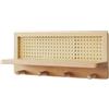 Gungtj Mensole da parete in rattan, mensola da parete in legno di pino naturale, mensola sospesa da parete in stile bohémien, scaffale da parete per riviste, libreria sospesa in legno, 39,8 x 17 x 9,9