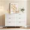 CXHLXYR Cassettiera con 6 cassetti 100 x 34 x 73 cm, mobile portaoggetti con gambe e maniglie in metallo dorato, armadio bianco con cassetti, armadio con cassetti per soggiorno, camera da letto e ufficio(6