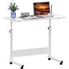 Rcynview Portatile Scrivania con Ruote, Scrivania Regolabile in Altezza, Slot per Laptop,Tavolino da Letto per pc, Scrivanie per Cameretta, Ufficio, Divano in Soggiorno, Rimovibili, Bianco 80 x 40 cm