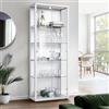 K-Möbel Vetrina in vetro bianco (176x67x33 cm) con 4 ripiani in vetro regolabili in altezza & LED - Vetrina bianca modello auto - Vetrina bianca - Vetrina da collezione