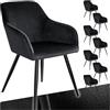 tectake® Set 8 Sedie Sala da Pranzo Effetto Velluto, Sedie Soggiorno con Morbida Imbottitura, Seduta Ergonomica, Poltrone Velluto Versatili, Sedie Design Moderno - Nero/Nero