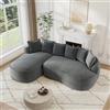 Bladez Frameless - Divano angolare modulare a forma di L, in ciniglia, con seduta extra profonda e chaise longue, divano da pavimento senza montaggio, divano curvo, per il soggiorno (grigio, 3 posti
