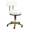 ACTIVESHOP Sgabello cosmetico con ruote, regolabile in altezza e schienale bianco oro AM-961