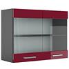 Vicco Mobile da cucina in vetro R-Line, Rosso lucido, 80 cm