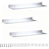 RETYOVE 3 Pezzi Mensole da Muro,Bianco 15cm Mensole da Parete in Alluminio Senza Foratura e Foratura Mensola Galleggiante per Bagno,Cameretta,Cucina, Salotto
