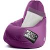 Avalon - Pouf Bambini Jive Deluxe Sfoderabile Super Resistente, Puff Poltrona per Sedersi Antimacchia, Pouf Sacco in Tessuto Antistrappo Impermeabile e Lavabile, Made in Italy(68x107cm-Viola)
