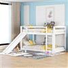 Rtopsu Letto per bambini letto a castello 90x200, Letto a soppalco con scale e scivolo per 1-2 bambini, struttura del letti protezione anticaduta e Telaio a doghe, bianco, senza materasso