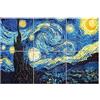 Napolamp Quadro Mosaico di 6 mattonella in Ceramica di cm. 10x10 con Stampa Quadro di Van Gogh. Misura Mosaico cm. 20x30