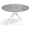 Mar.c.a. Design - Tavolo Rotondo Allungabile 120/170x75,5 cm - Piano in Nobilitato Finitura Grigio Cemento e Base in Metallo - Made in Italy