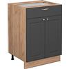 Vicco Mobiletto base per cucina Fame-Line, Antracite-oro, 60 cm