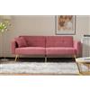 Gelukueub Divano letto con funzione letto, angolo regolabile, gambe dorate, con cuscini e tasche laterali di stoccaggio (Rosa)