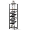 RELAX4LIFE Porta Bottiglie di Vino per 16 Bottiglie, Scaffale Autoportante con 2 File di Portabicchieri e 3 Ripiani da Cucina, Bar, Sala da Pranzo, Design Industriale con Sistema Antiribaltamento