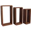 Rebecca Mobili Set 3 Mensole Da Parete Di Legno Rettangolari, Marrone Scuro, Stile Rustico Vintage, Complementi D'arredo - Misure 39 x 21 x 10 cm (HxLxP) - Art. RE4078