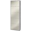 MONDO VIRO Scarpiera moderna a specchio Melissa 5 ante in legno cm 63x18 190h (Cemento/Specchio Naturale)