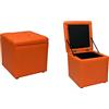Totò Piccinni Pouf Contenitore Ecopelle (Arancione, Set 2 Pouf)