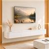 Ribanedy Mobile TV Sospeso Moderna | Consolle Multimediale da Parete | Grande Mobile TV con Spazio di Archiviazione per Soggiorno e Ufficio (Texture + Bianco, 180cm)