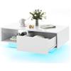COSTWAY Tavolino da Salotto Rettangolare con Luci LED Multicolore (Bianco)
