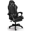 TRISENS Sedia da gioco con poggiapiedi - Sedia da ufficio ergonomica regolabile - Sedia direzionale per gamer, Computer Office Chair, Sedia da scrivania, sedia da ufficio, colore: nero/grigio