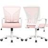 Yaheetech Sedia da Scrivania Ufficio Ergonomica a Rotelle Girevole Reclinabile in Rete Traspirante con Braccioli Altezza Regolabile Portata 136 kg (2, Rosa)