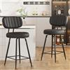 Ckaff Set di 2 Sgabelli da Bar Girevole 360°, Sgabelli Cucina Alti in PU Pelle, Sedie da Cucina con Schienale e Poggiapiedi, Seduta alta 66cm per Bar, Caffè, Penisola della Cucina, Nero