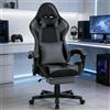 Soontrans Sedia Gaming, Sedia da Gaming Ergonomica con Tappetino per il Mouse, Poggiatesta, Poggiapiedi, Pelle Sintetica, Regolabile in Altezza, Braccioli Imbottiti, Portata 115kg (Nero e grigio)