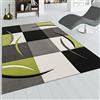 Paco Home Tappeto Di Design Orlo A Quadri Nei Colori Bianco Verde Grigio Nero, Dimensione:240x330 cm