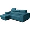 Robin Inspire Divano Angolare Modulare 3 Posti - Divano Letto a L Sinistro - Contenitore, 3 Poggiatesta Regolabili - per Soggiorno Moderno - 247 cm Silver Blu