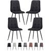GrandCA HOME Set di 4 Sedie da Pranzo con Seduta Imbottita in Velluto a Coste, Sedie da Cucina Moderne con Gambe in Metallo, Nero