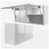 Milionmeblicom Laura - Armadietto da bagno ribaltabile, armadietto da parte con apertura telescopica, con luci a LED, bianco opaco/bianco lucido, dimensioni 39 x 80 x 23 cm
