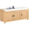 SoBuy Scarpiera Ingresso Panca Contenitore con Seduta Imbottita e 4 Scomparti - Legno Naturale per Casa Ingresso Camera da Letto, Capacità 225kg, Facile da Montare - 104x34x47cm, FSR188-N