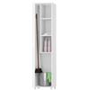 Vep Home - Armadio portascopino multiuso con ruote - 1 anta reversibile, ripiani e spazio per scopa e mocio - bianco, 183 x 42 x 41 cm - mobile ausiliario per lavanderia, ripostiglio o stanza di