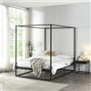 [en.casa] Letto a Baldacchino Letto Francese 140 x 200 cm Struttura Rettangolare in Metallo Nero Stile Classico