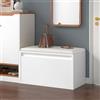 [en.casa] Panchina Portascarpe con Cassetto Scarpiera con Seduta Imbottita Similpelle e Contenitore Estraibile per Ingresso Camera 80 x 39 x 45 cm Bianco