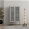 [en.casa] Armadio da Stoccaggio con 3 Scomparti Chiusi Mobile in Acciaio per Archivio Ufficio Armadio Alto a 2 Ante Traforate e Piedistallo 150 x 80 x 40 cm Grigio