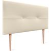 DHOME Testiera imbottita in Similpelle o Tessuto AQUALINE CON GAMBE testate letto (Similpelle Vaniglia, 90x105cm (Letti 70/80/90))
