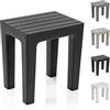 Inbagno Sgabello bagno doccia multiuso Lello alta resistenza, 38x29x41 cm effetto legno, portata 150 Kg (1, Nero)