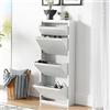 [en.casa] Scarpiera Salvaspazio con 3+1 Contenitori Ribaltabili Portascarpe in Metallo Mobile per Ingresso Giardino Spogliatoio - Bianco